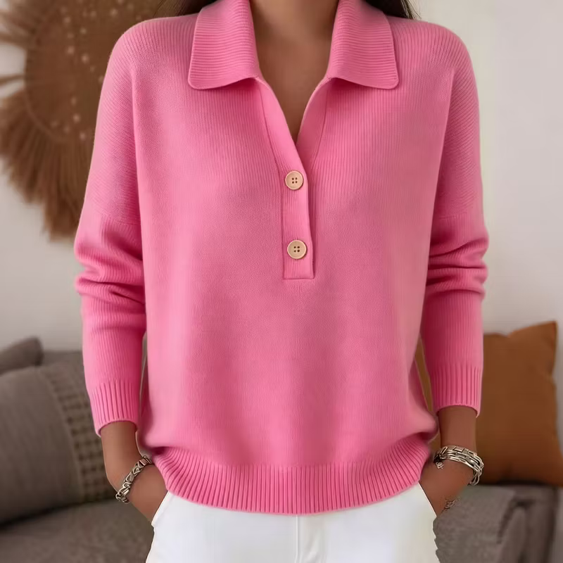 Ladina™ | Elegant damestriktrøje med krave