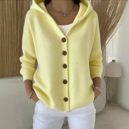 Darienne™ | Strikcardigan med hætte og knaplukning