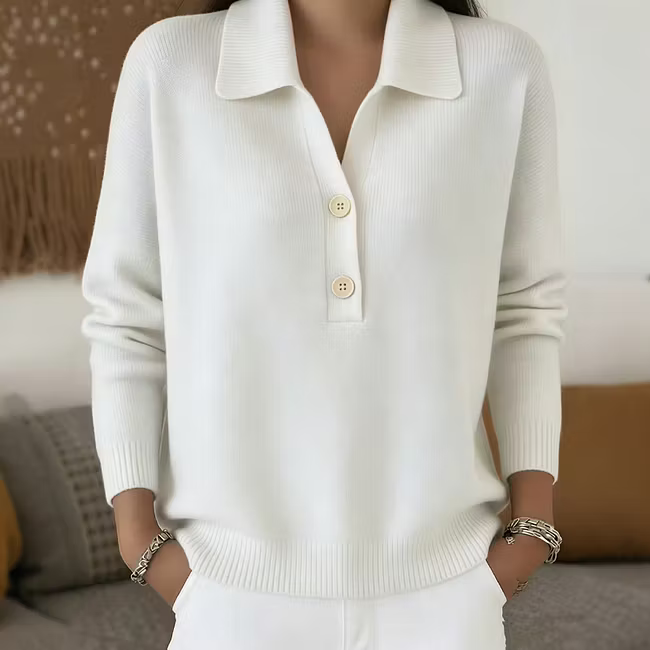 Ladina™ | Elegant damestriktrøje med krave
