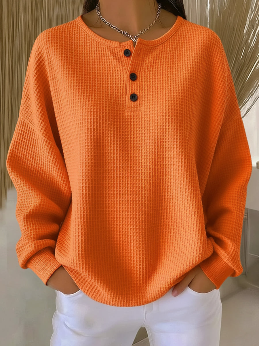 Mirabel™ | Hyggelig Henley-sweatshirt i vaffelstruktur
