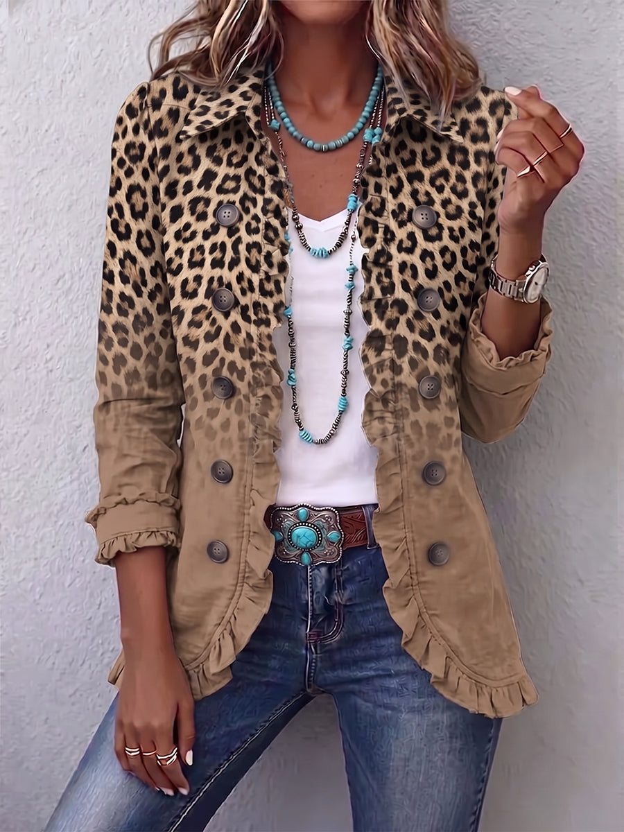 Tawny™ | Jakke med flæser og leopardmønster i vintage-look