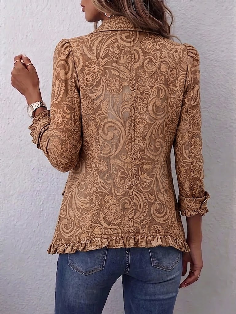 Vyclara™ | Boho-jakke med flæser og vintage-blomstermønster